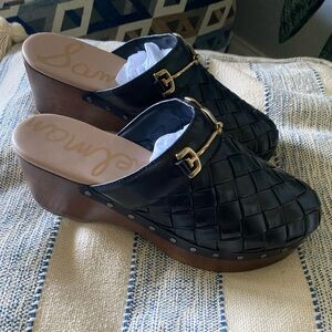 Sam Edelman leather weave round toe clogs 8 m